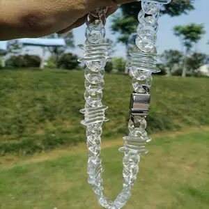 Colliers de chaîne avec boucle de sécurité en métal acrylique pour hommes et femmes