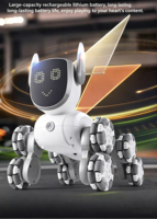 Perro Robot de Ocho Ruedas, Educativo, de Plástico, Inteligente, con Sonido y Luz Activados por Voz