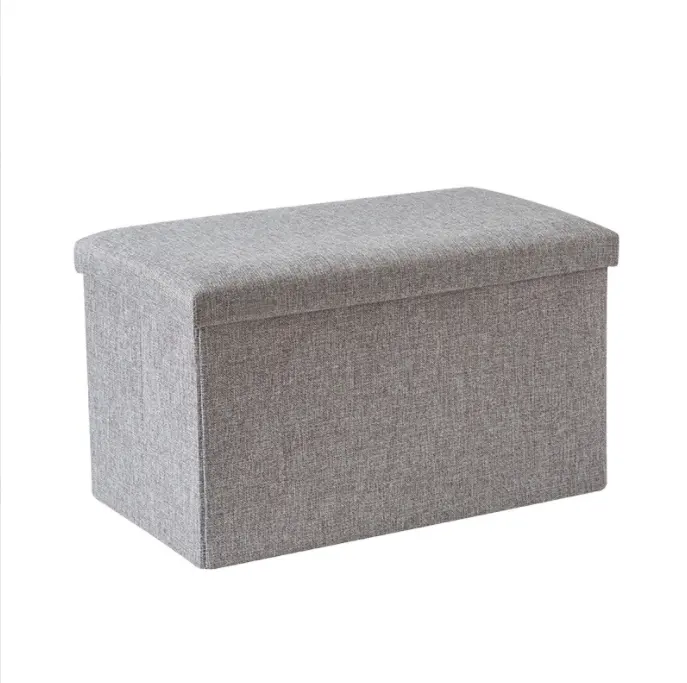 Linen Folding Organizer Storage Ottoman Bench Cube Foot Stool, Footrest Step Stool for Living Room, Bedroom, Office, Garden