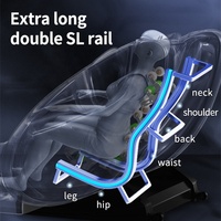 Kursi Pijat LEERCON OEM Modern Kulit Asli Pro Yard Sleep Hood dengan Bodi Stainless Steel, Pijat 4D, Zero Gravity, Bentuk SL