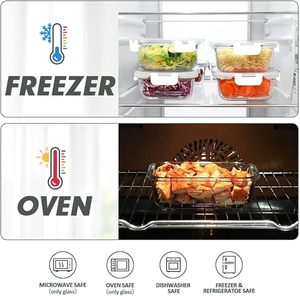 Set di 12 Contenitori per Alimenti in Vetro Borosilicato di Alta Qualità, Riscaldabili e Ermetici, per Preparazione Pasti e Pranzo - Product Image 4