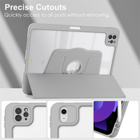 Étui de tablette en cuir PU antichoc et acrylique PC pour iPad Pro 11 M4/M5, étui de tablette rotatif multi-angles avec support pour stylet
