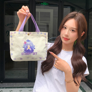 Sac fourre-tout compact en toile pour femme, nouvelle collection printemps-été, fermeture à bouton-pression, style frais et doux, portable pour le bureau - Product Image 4