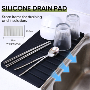 Modern Designed Kitchen Counter Non-Slip Dish Drying <b>Mat</b> BPA-Free Heat Resistant <b>Silicone</b> Water Draining Pads Built-In Drain - Product Image 3