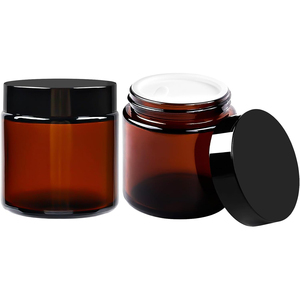 Pot cosmétique en verre noir mat avec couvercle à vis en aluminium noir, gamme 5g-100g, pour les soins de la peau - Product Image 1