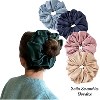 Vente en gros de chouchous en satin de soie XXL, grande taille, 19 cm, chouchous pour cheveux de femme, attaches pour cheveux, élastiques pour mariage