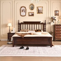 Ensemble de meubles de chambre à coucher modernes sur mesure, lit double extra-large avec rangement, lit de mariage traditionnel sculpté à la française, style vintage