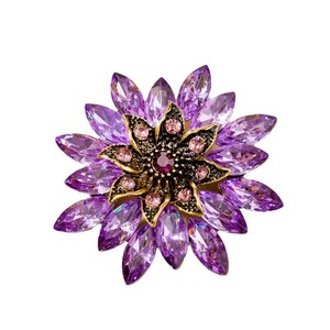Broches de créateur en gros pour femmes, grandes broches fleurs en cristal, épingles à strass pour vêtements, bijoux de mode en métal - Product Image 5