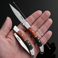 Couteau pliant de poche personnalisable OEM Bochen avec lame en acier et manche en bois pour une utilisation en extérieur avec porte-clés
