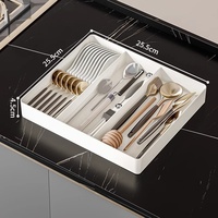 Accueil Couverts de cuisine Vaisselle et baguettes Organisateur de tiroir de bureau extensible en plastique Boîte de rangement