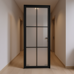Porta Interna in Alluminio con Vetro Nero Opaco 29.9x79.3, Isolamento Acustico, Design Minimalista - Product Image 2