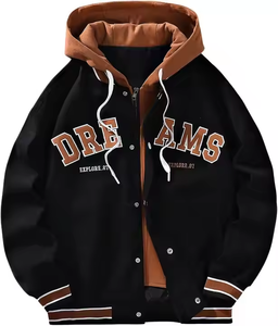 Giacca Casual da uomo con cappuccio 2-in-1 Bomber invernale con manica lunga e cerniera Snap stile Baseball Varsity - Product Image 1