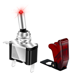 Interruttore a Levetta per Auto da Corsa e Aerei SPST a 3 Pin ON/OFF da 12 Volt 20A per Uso Intensivo con Illuminazione a LED e Protezione di Sicurezza per Auto e Camion - Product Image 1