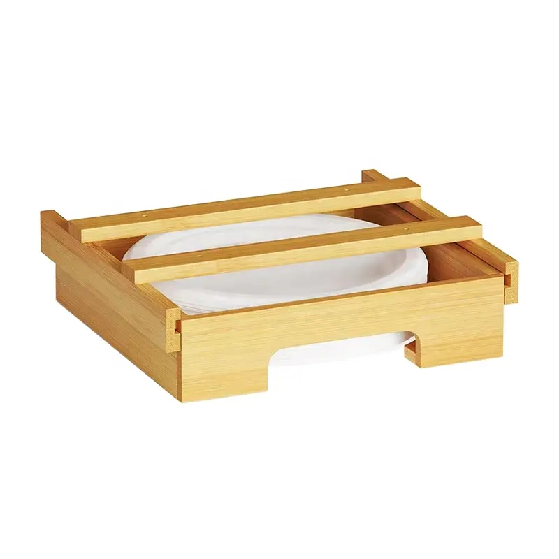 طبق ورقي من الخيزران يُستخدم لمرة واحدة منظم طبق كيك خزانة موزعين رف تخزين قوس لوح من الخيزران