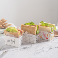 Boîte à sandwich en carton blanc avec logo personnalisé, emballage pour toast, design facile à ouvrir, qualité alimentaire, boîte à emporter pour petit-déjeuner, OEM ODM