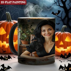Solid Thickened Handle Comfort Mug Frosted Black 11oz <b>Ceramic</b> Heat Color Changing Drinking <b>Cup</b> - Product Image 6