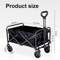 Chariot de camping pliable à quatre roues, chariot de jardin, chariot de plage, grande capacité, chariot pliable portable