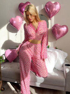 G2503002 Großhandel Valentine Sexy Frauen Sommer Pyjamas Transparent Nachthemd Pink Heart Dessous - Product Image 3
