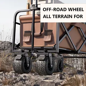 Multi Terrain Trailer Pull Outdoor Patio Garden Canvas Cart Folding Wagon Cargo Trolley Foldable Utility Trolley