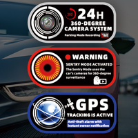 Autocollant d'avertissement de sécurité pour mode stationnement, surveillance par caméra 360°, imperméable et anti-salissure pour une stationnement nocturne sécurisé
