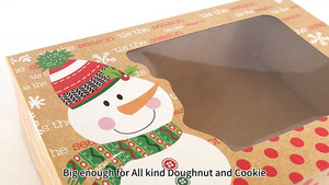 Cajas de galletas de Navidad Kraft transparentes recicladas con ventana respetuosas con el medio ambiente al por mayor diseño de montaje automático impreso personalizado para alimentos - Product Image 3