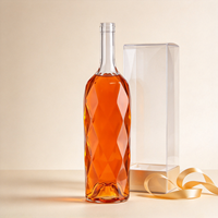 Bouteilles en verre transparent à long col avec motif géométrique pour spiritueux, vin et décoration cadeau