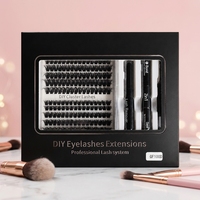 Kit de cils en grappe DIY personnalisables en gros, 100D préfabriqués, volume 9-16mm, faux cils en vison de longueurs mixtes
