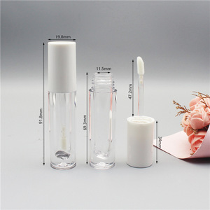 4ml Cylindrical Transparent <b>Lip</b> Gloss Tube White Cap Liquid Eyeshadow <b>Lip</b> Stain Container Cosmetic Packaging - Product Image 2