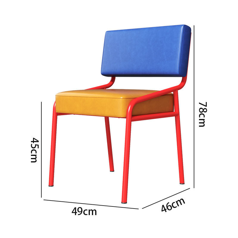 Pieds rouges - Coussin jaune - Dossier bleu