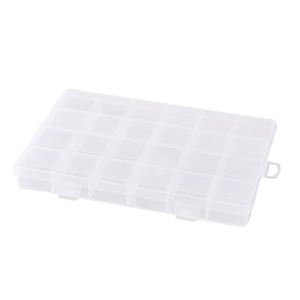 24 Compartment Plastic Storage <b>Box</b> With Lid For Jewelry And Small Parts Organizer Rectangle Shape Solid Color - Product Image 4