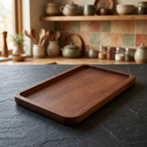 B.S INTERNATIONAL Bandeja de Madera de Acacia Natural Polaca con Logotipo Personalizado, Diseño Simple, Ecológica, para Uso Doméstico, Hecha a Mano, Último Modelo - Product Image 1
