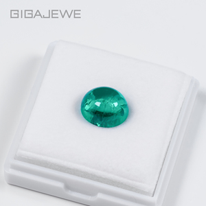 <span class=keywords><strong>Smeraldo</strong></span> Colombiano Idrotermale Sintetico GIGAJEWE, Pietra Sciolta Ovale Cabochon a Fondo Piatto, Verde, per Creazione Gioielli - Product Image 1