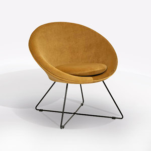 Fauteuil EVAN en velours, 76x67 cm, H. 73, jaune ocre - Product Image 1