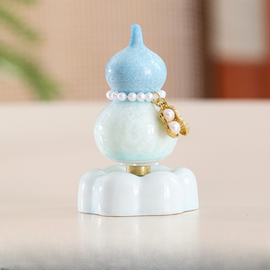 ของตกแต่งเซรามิกจีนรูป<span class=keywords><strong>น้ำเต้า</strong></span>พร้อมฐานลายดอกบัว ของตกแต่งโต๊ะขนาดเล็กเสริมมงคล ของขวัญรูปปั้นฮวงจุ้ยแบบดั้งเดิม ของตกแต่งบ้านสำหรับวางบนโต๊ะ - Product Image 2