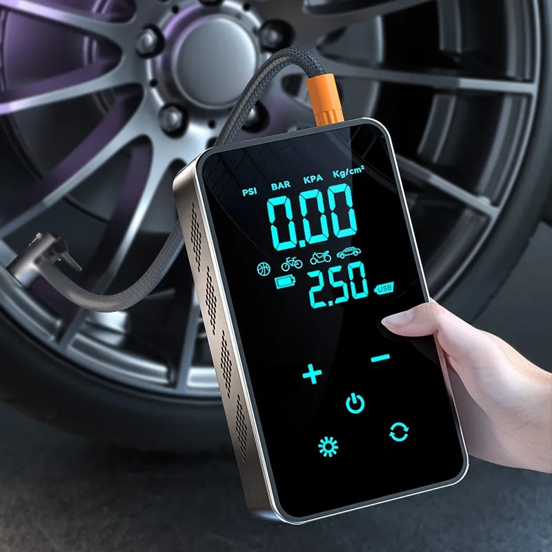 Pompa udara portabel multifungsi, pemompa ban mobil sepeda motor sepeda dapat diisi ulang nirkabel berkabel 3600mAh