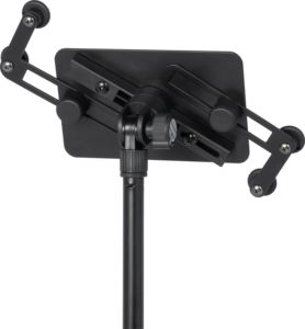 QUIK LOK - LPH/007, <b>Tablet</b> <b>Stand</b>, Heavy Duty Steel, 360 Adjustable Aluminum Holder, Adjustable Height (65-146 Cm), Matte Black - Product Image 4