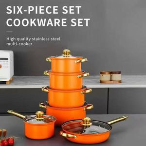 Ensemble de casseroles Maxfree en acier inoxydable 12 pièces avec poignées plaquées or (casserole, marmite, poêle) - Product Image 4