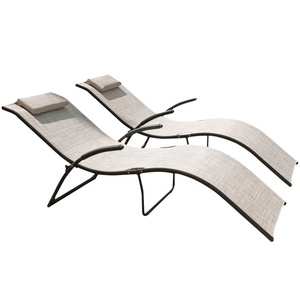 Beige Piscine Plage de Repos En Métal Chaise longue <span class=keywords><strong>Transat</strong></span> Plié Portable Chaises Longues En Plein Air En <span class=keywords><strong>Acier</strong></span> Inoxydable - Product Image 5
