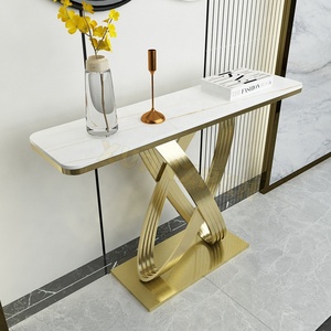 Meubles de salon Tables <span class=keywords><strong>console</strong></span> d'entrée en acier inoxydable Plateau en <span class=keywords><strong>marbre</strong></span> pour couloir Table <span class=keywords><strong>console</strong></span> noire Tables <span class=keywords><strong>console</strong></span> - Product Image 3