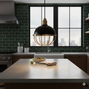 Lámparas Colgantes Minimalistas de Latón con Acabado Negro Crema, LED Modernas, Atenuables, Color Personalizable, 80 CRI, Fácil Instalación, para Cocina - Product Image 2