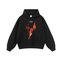 Sweat-shirts à capuche imprimés Flame Angel vintage pour hommes et femmes ins marque à la mode longs sweats à capuche lavés et vieillis