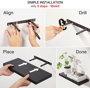 منتجات رائجة: أرفف خشبية ريفية معلقة على الحائط، أرفف خشبية عائمة للحائط لغرفة المعيشة والمطبخ والحمام - Product Image 5