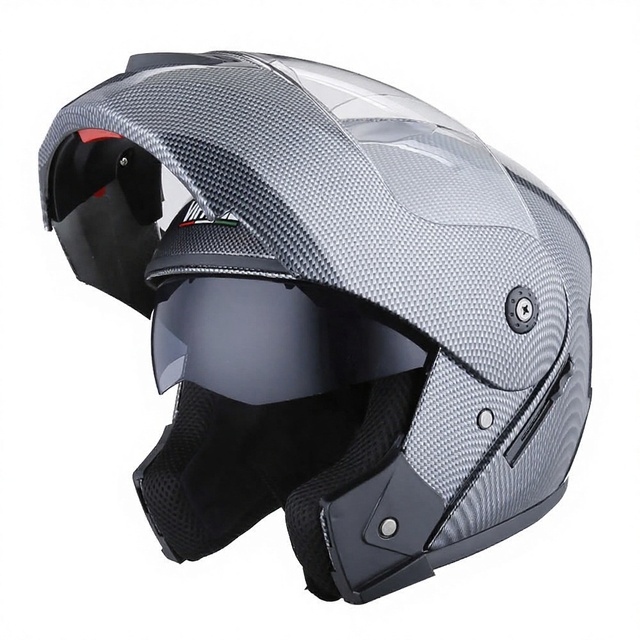 Foreign Trade Cross-Border Motorcycle Helmet for Men & Women with Dual Visor Double Mirror Revealing Design-Pedal Commuter