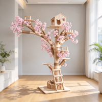 Arbre à chat en bois véritable à texture d'écorce naturelle, design branche, idéal pour l'escalade, le grattage et le jeu des chats d'intérieur - Vente chaude