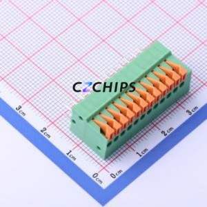 JL141V-25412GA1 Spring Terminal Block Through hole Component (THT),P=2.54mm Connector 1x12P 2.54mm Green Through Hole - Product Image 1