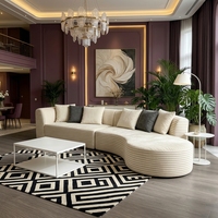 Canapé modulable moderne en velours côtelé, à assise profonde et forme incurvée, multiplace, avec mousse à mémoire de forme compressée, polyvalent
