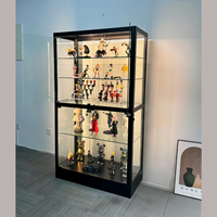 Vitrine d'exposition pour figurines d'action à 5 étagères, avec éclairage LED, en verre trempé, pour magasin