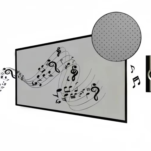 2026 Acoustically Transparent Silver 3D Nano Metal Perforated Acoustic ALR Projection Screen Fixed Frame 1CM Ultra Narrow Bezel