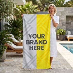 Serviette en velours imprimée personnalisée, douce, 100% coton éponge, logo personnalisé, haute absorption, pour la plage, le bain, les voyages - Product Image 1