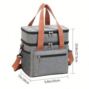 Sac isotherme portable personnalisé avec logo, vente en gros, double couche, grande capacité, sac à bento, conservation en plein air, sac de pique-nique - Product Image 6
